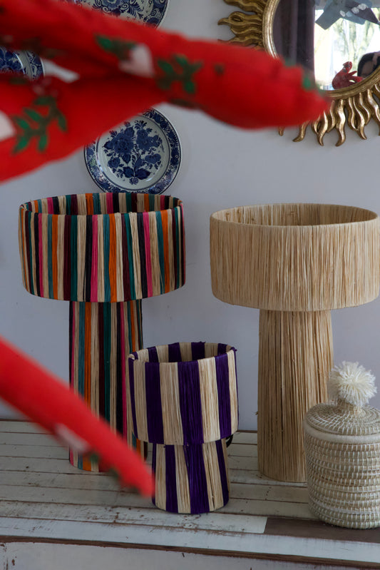 Raffia lamp paars S