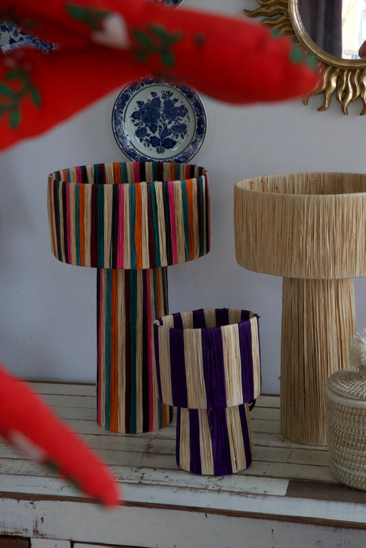 Raffia lamp kleurrijk L