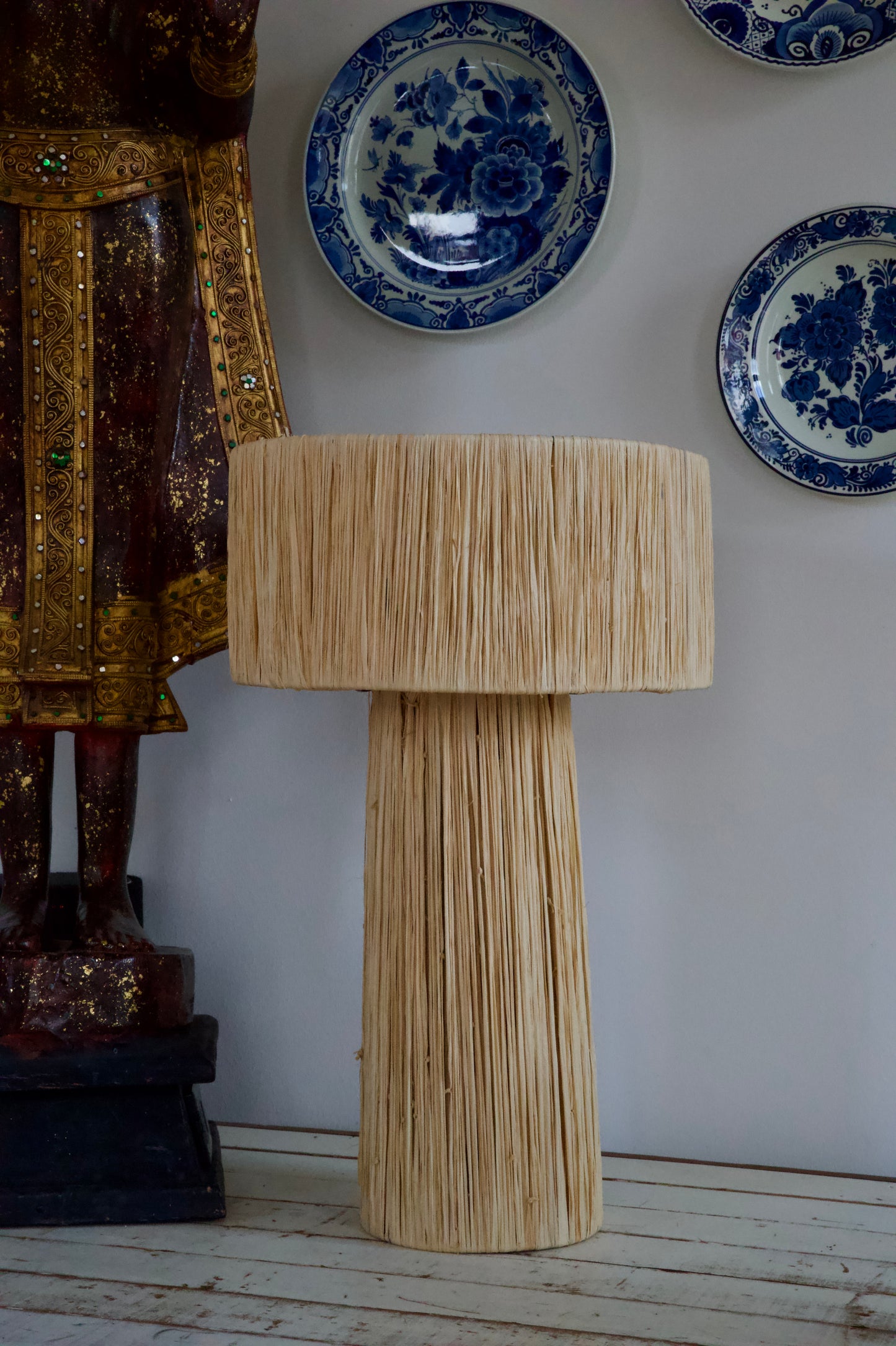 Raffia lamp beige L