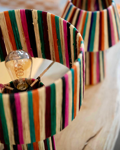 Raffia lamp kleurrijk L