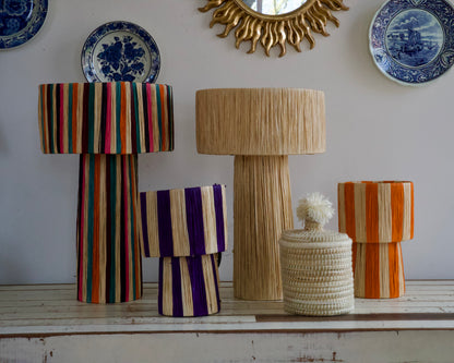 Raffia lamp beige L
