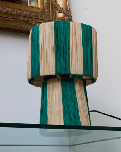Raffia lamp groen S