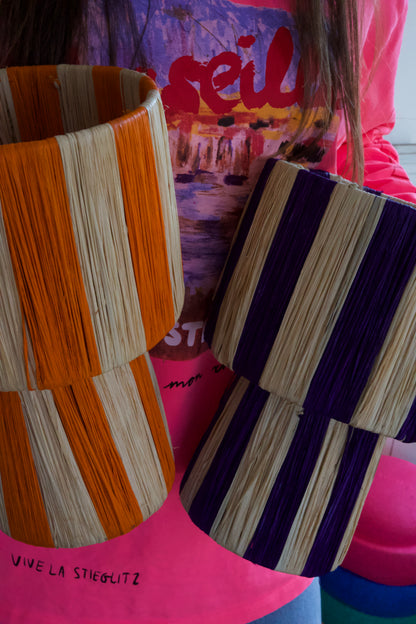Raffia lamp paars S