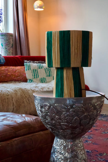 Raffia lamp groen S