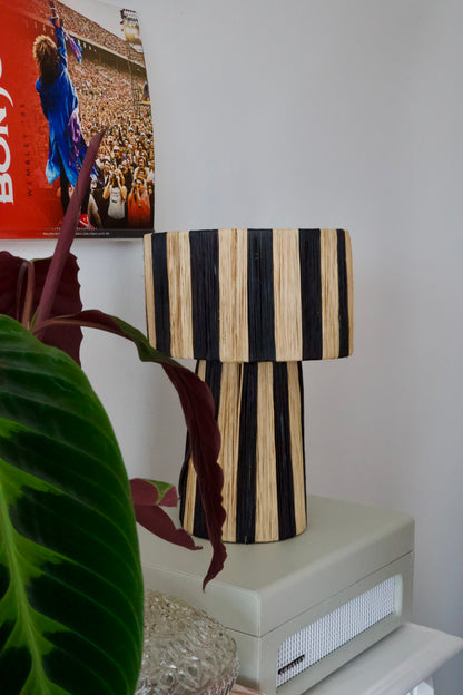 Raffia lamp zwart M